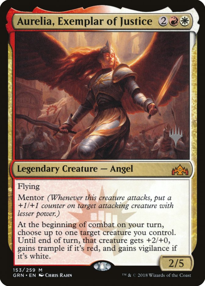 Aurelia, Exemplar of Justice (Promo Pack) [Guilds of Ravnica Promos] | Dragon's Lair Comics and Fantasy Houston TX