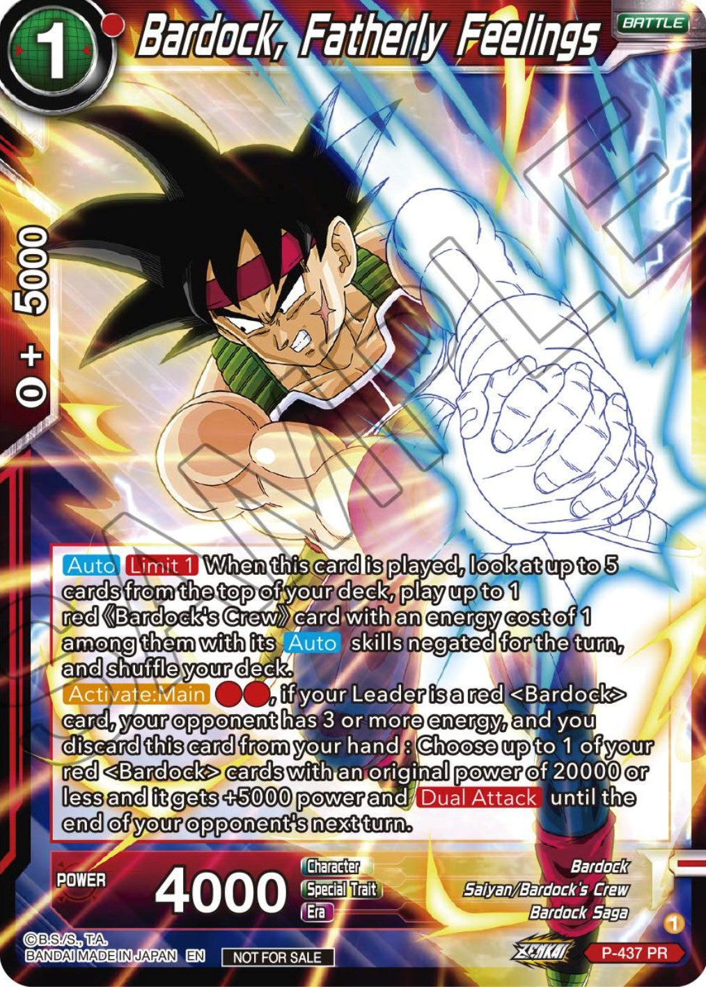 Bardock, Fatherly Feelings (Zenkai Series Tournament Pack Vol.2) (P-437) [Tournament Promotion Cards] | Dragon's Lair Comics and Fantasy Houston TX