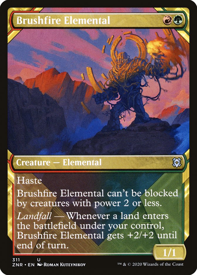 Brushfire Elemental (Showcase) [Zendikar Rising] | Dragon's Lair Comics and Fantasy Houston TX