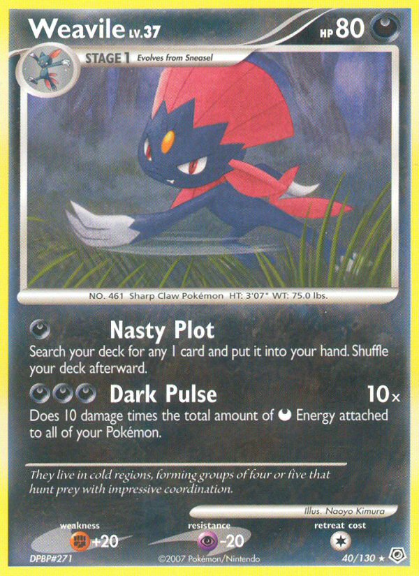 Weavile (40/130) [Diamond & Pearl: Base Set] | Dragon's Lair Comics and Fantasy Houston TX