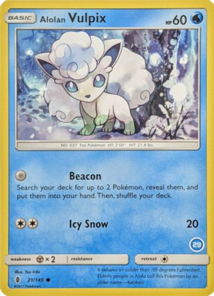 Alolan Vulpix (21/145) (Deck Exclusive #29) [Sun & Moon: Trainer Kit - Alolan Ninetales] | Dragon's Lair Comics and Fantasy Houston TX