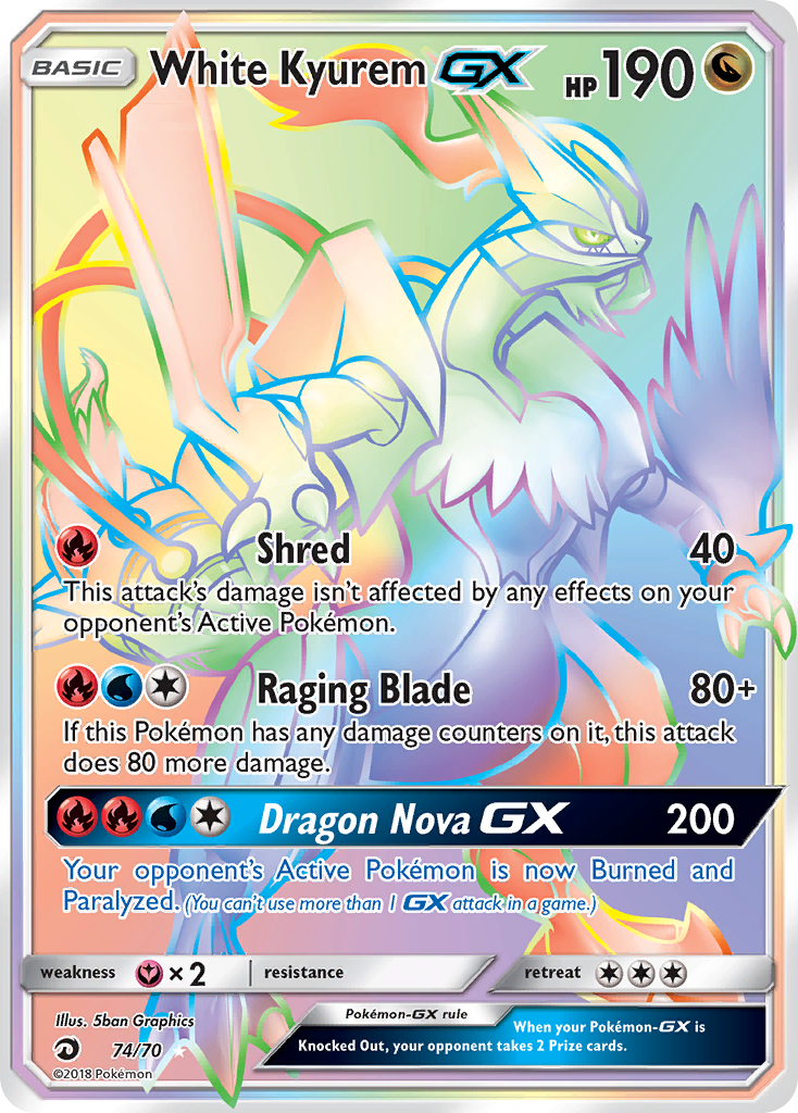 White Kyurem GX (74/70) [Sun & Moon: Dragon Majesty] | Dragon's Lair Comics and Fantasy Houston TX