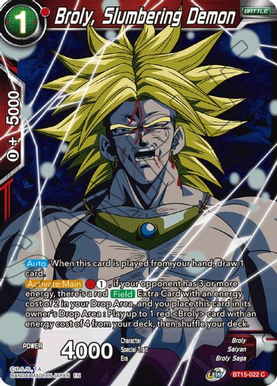 Broly, Slumbering Demon (BT15-022) [Saiyan Showdown] | Dragon's Lair Comics and Fantasy Houston TX