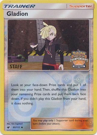 Gladion (95/111) (Regional Championship Promo Staff) [Sun & Moon: Crimson Invasion] | Dragon's Lair Comics and Fantasy Houston TX