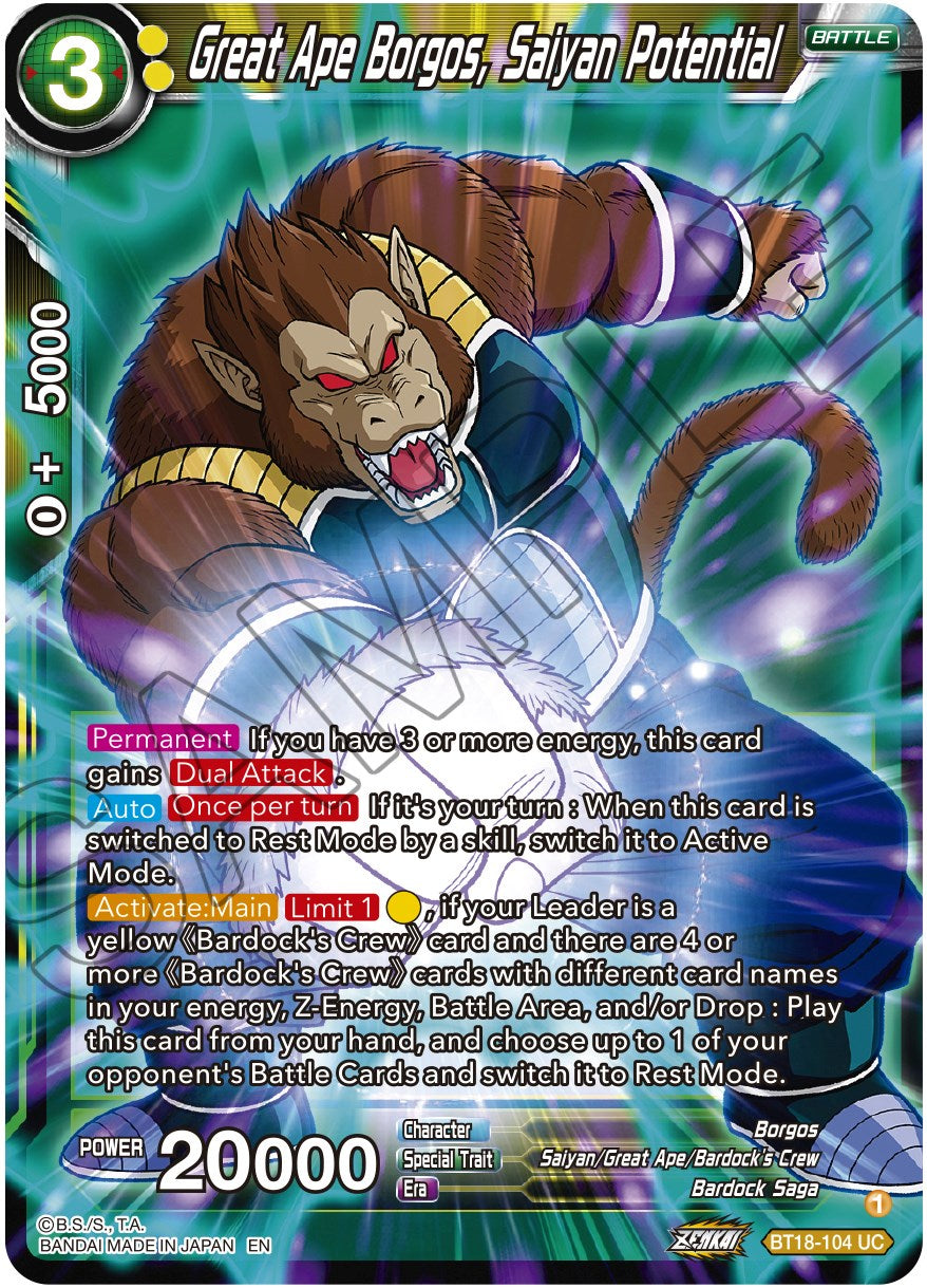 Great Ape Borgos, Saiyan Potential (BT18-104) [Dawn of the Z-Legends] | Dragon's Lair Comics and Fantasy Houston TX