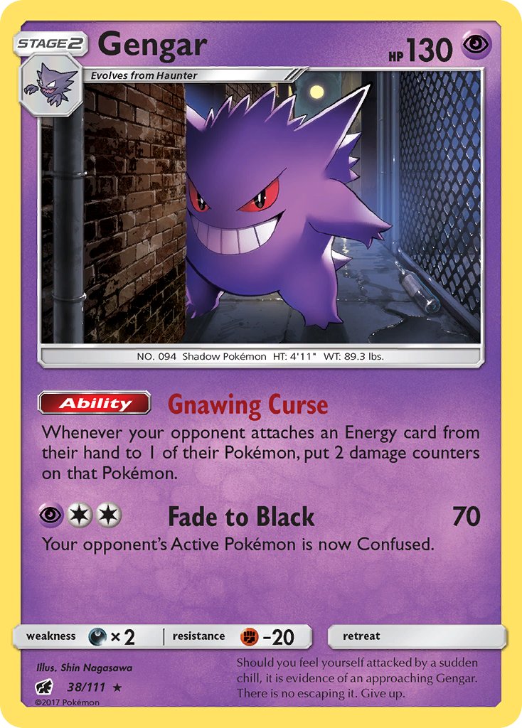 Gengar (38/111) (Prerelease Kit Exclusive) (Theme Deck Exclusive) [Sun & Moon: Crimson Invasion] | Dragon's Lair Comics and Fantasy Houston TX