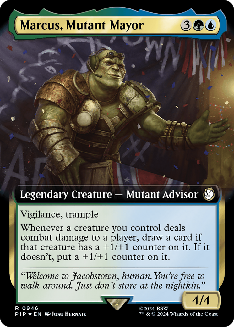 Marcus, Mutant Mayor (Extended Art) (Surge Foil) [Fallout] | Dragon's Lair Comics and Fantasy Houston TX