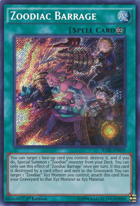 Zoodiac Barrage [RATE-EN059] Secret Rare | Dragon's Lair Comics and Fantasy Houston TX