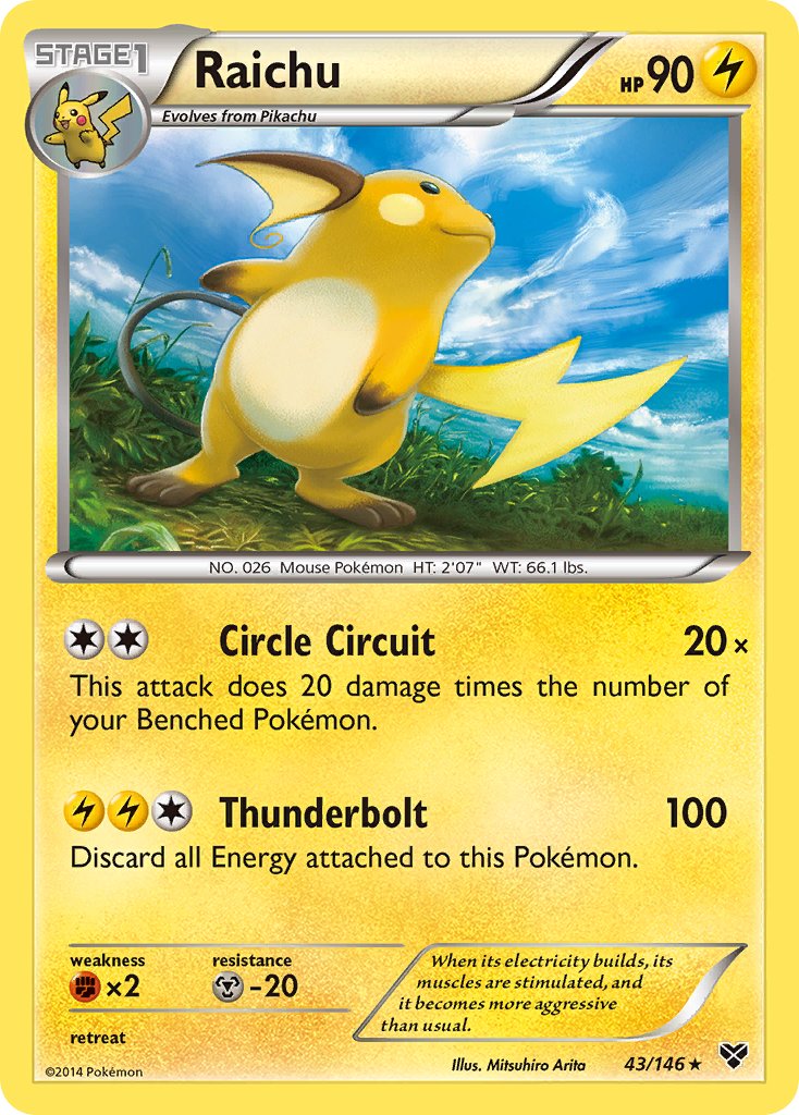 Raichu (43/146) (Battle Arena Deck Exclusive) (Theme Deck Exclusive) [XY: Base Set] | Dragon's Lair Comics and Fantasy Houston TX