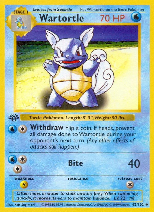 Wartortle (42/102) (Shadowless) [Base Set 1st Edition] | Dragon's Lair Comics and Fantasy Houston TX