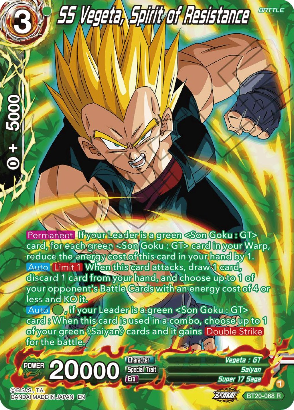 SS Vegeta, Spirit of Resistance (Silver Foil) (BT20-068) [Power Absorbed] | Dragon's Lair Comics and Fantasy Houston TX