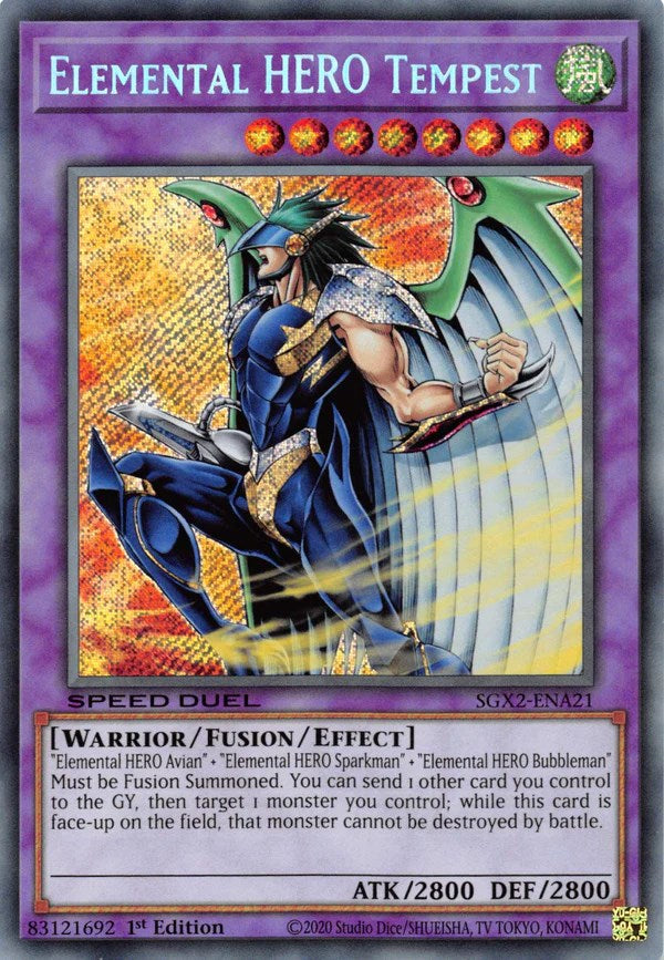 Elemental HERO Tempest [SGX2-ENA21] Secret Rare | Dragon's Lair Comics and Fantasy Houston TX