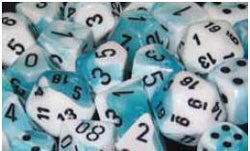 Chessex Gemini Teal-White/Black Poly 7 Dice Set | Dragon's Lair Comics and Fantasy Houston TX