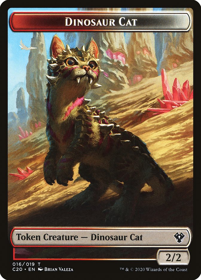 Bird // Dinosaur Cat Double-Sided Token [Commander 2020 Tokens] | Dragon's Lair Comics and Fantasy Houston TX