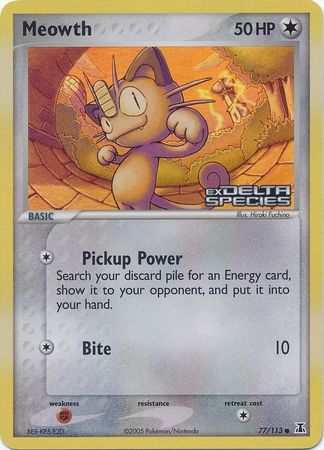 Meowth (77/113) (Stamped) [EX: Delta Species] | Dragon's Lair Comics and Fantasy Houston TX