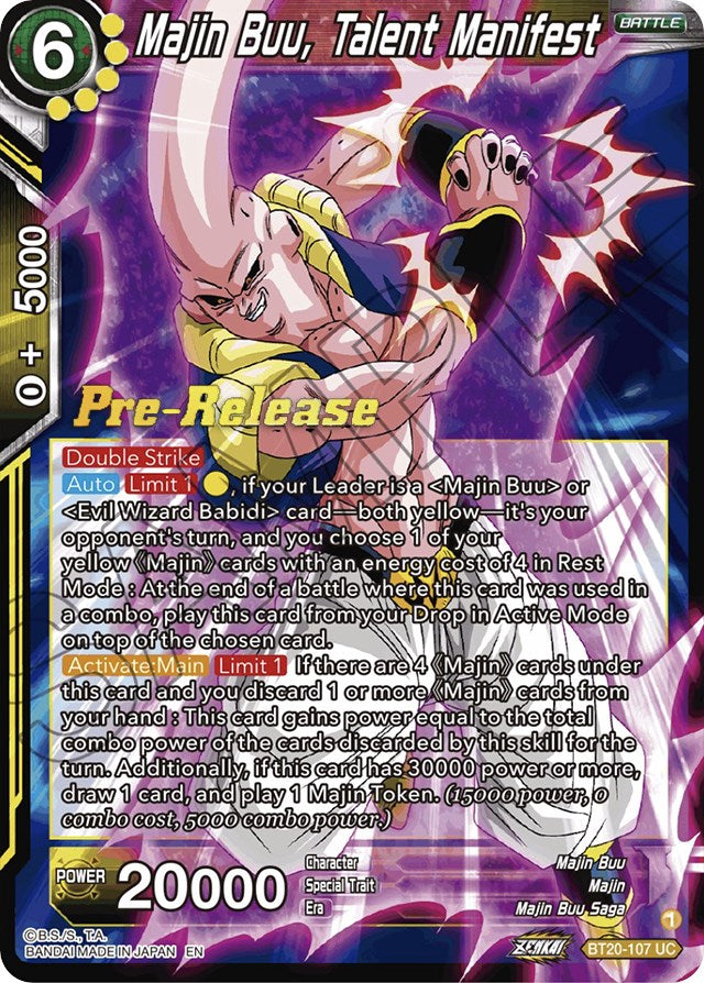 Majin Buu, Talent Manifest (BT20-107) [Power Absorbed Prerelease Promos] | Dragon's Lair Comics and Fantasy Houston TX