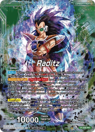 Raditz // Raditz, Brotherly Revival (Gold Stamped) (P-338) [Saiyan Showdown Prerelease Promos] | Dragon's Lair Comics and Fantasy Houston TX