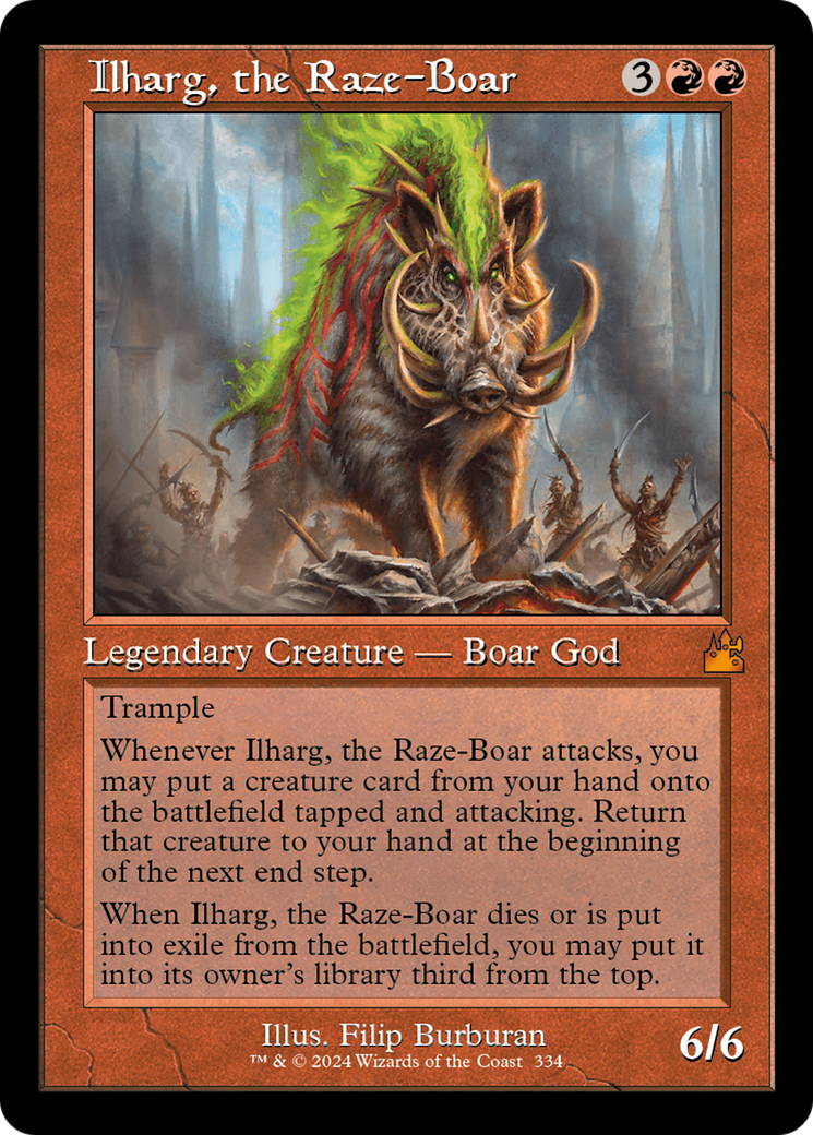 Ilharg, the Raze-Boar (Retro Frame) [Ravnica Remastered] | Dragon's Lair Comics and Fantasy Houston TX