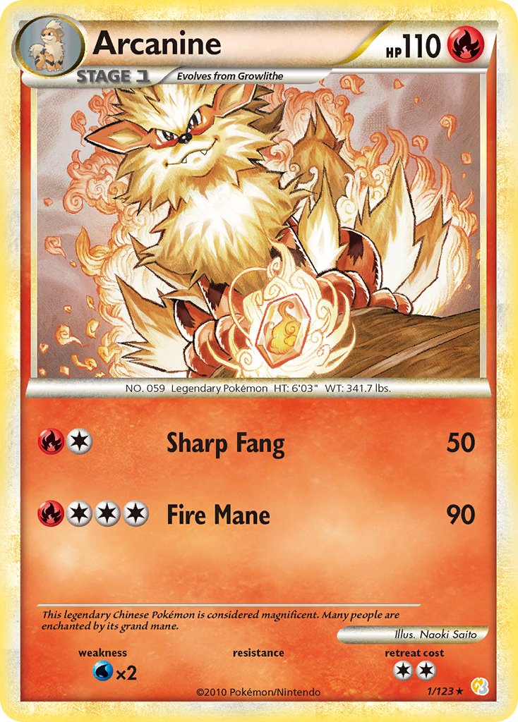 Arcanine (1/123) (Theme Deck Exclusive) [HeartGold & SoulSilver: Base Set] | Dragon's Lair Comics and Fantasy Houston TX