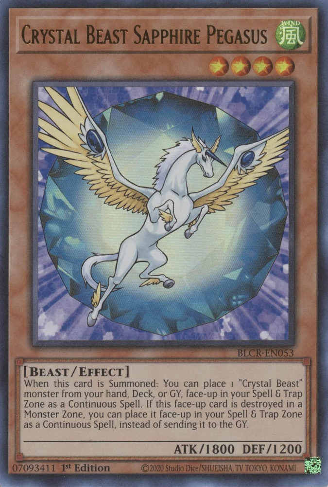 Crystal Beast Sapphire Pegasus [BLCR-EN053] Ultra Rare | Dragon's Lair Comics and Fantasy Houston TX