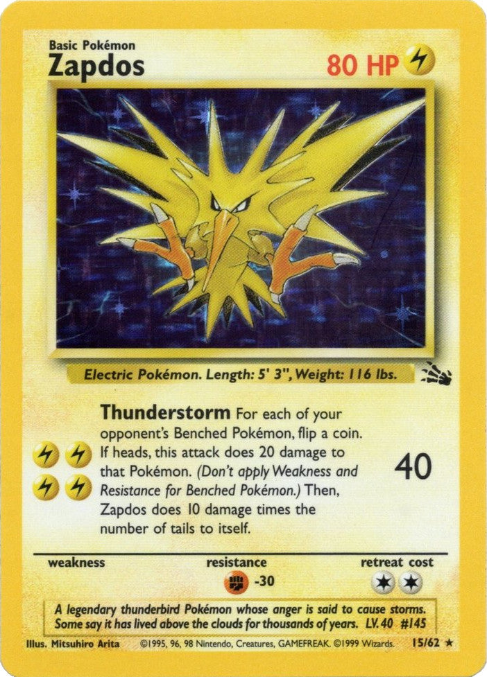 Zapdos (15/62) [Fossil Unlimited] | Dragon's Lair Comics and Fantasy Houston TX