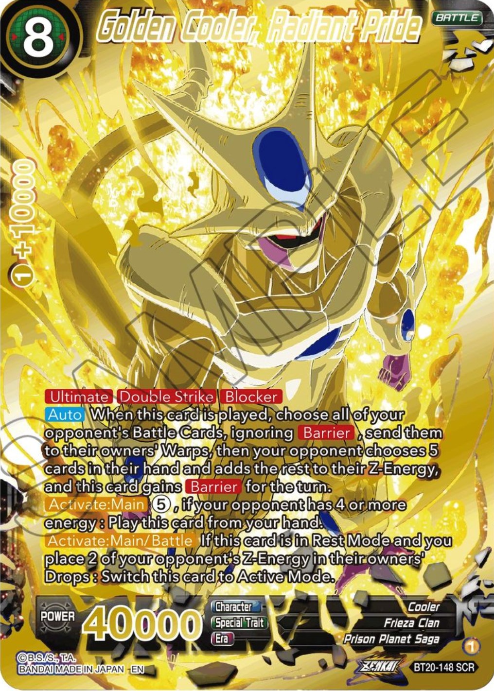 Golden Cooler, Radiant Pride (SCR) (BT20-148) [Power Absorbed] | Dragon's Lair Comics and Fantasy Houston TX