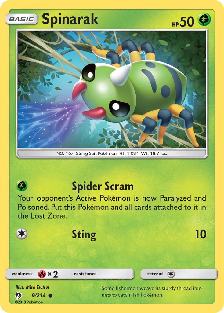 Spinarak (9/214) [Sun & Moon: Lost Thunder] | Dragon's Lair Comics and Fantasy Houston TX