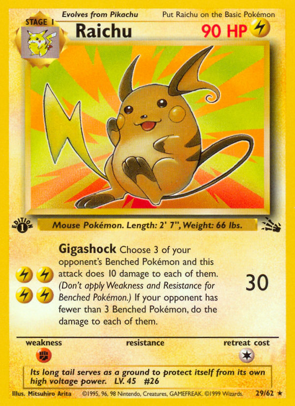 Raichu (29/62) [Fossil 1st Edition] | Dragon's Lair Comics and Fantasy Houston TX