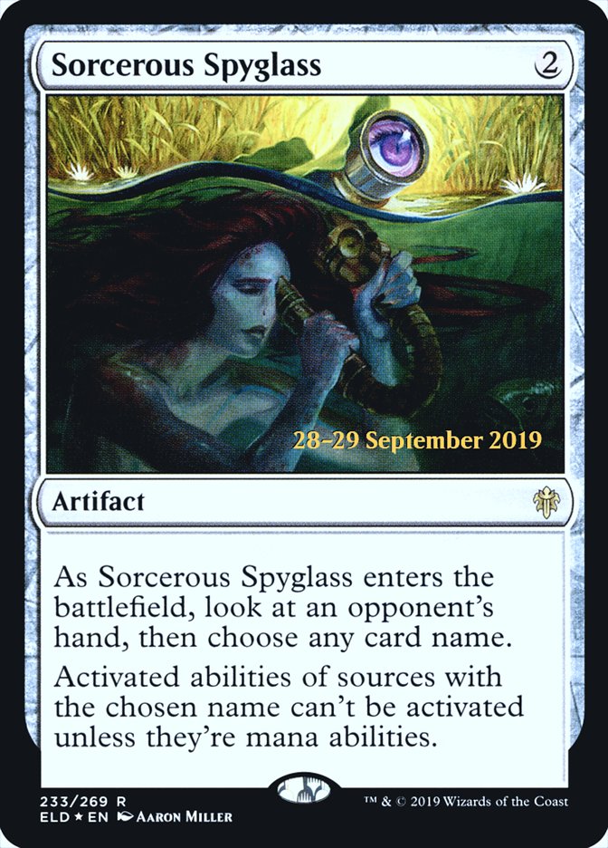 Sorcerous Spyglass [Throne of Eldraine Prerelease Promos] | Dragon's Lair Comics and Fantasy Houston TX