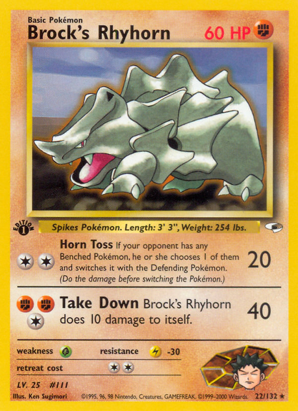 Brock's Rhyhorn (22/132) [Gym Heroes 1st Edition] | Dragon's Lair Comics and Fantasy Houston TX