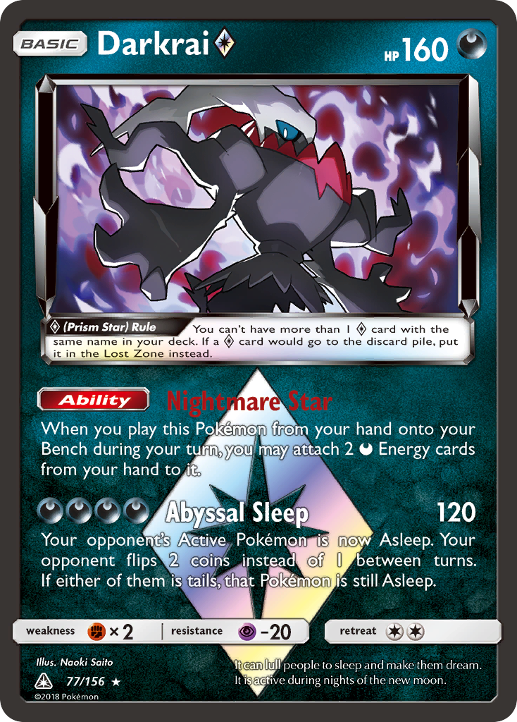 Darkrai (77/156) (Prism Star) [Sun & Moon: Ultra Prism] | Dragon's Lair Comics and Fantasy Houston TX