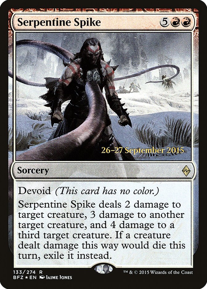 Serpentine Spike [Battle for Zendikar Prerelease Promos] | Dragon's Lair Comics and Fantasy Houston TX