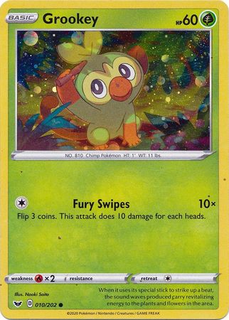 Grookey (010/202) (Cosmos Holo) [Sword & Shield: Base Set] | Dragon's Lair Comics and Fantasy Houston TX