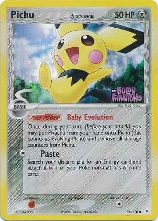 Pichu (76/110) (Delta Species) (Stamped) [EX: Holon Phantoms] | Dragon's Lair Comics and Fantasy Houston TX