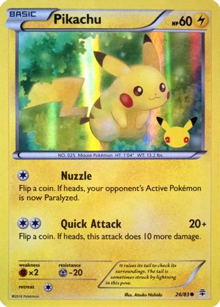 Pikachu (26/83) (20th Anniversary) [XY: Generations] | Dragon's Lair Comics and Fantasy Houston TX