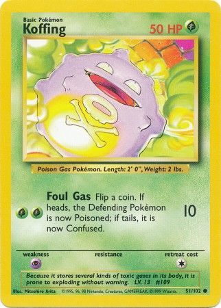 Koffing (51/102) [Base Set Unlimited] | Dragon's Lair Comics and Fantasy Houston TX