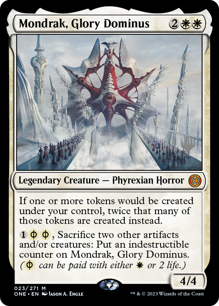 Mondrak, Glory Dominus (Promo Pack) [Phyrexia: All Will Be One Promos] | Dragon's Lair Comics and Fantasy Houston TX