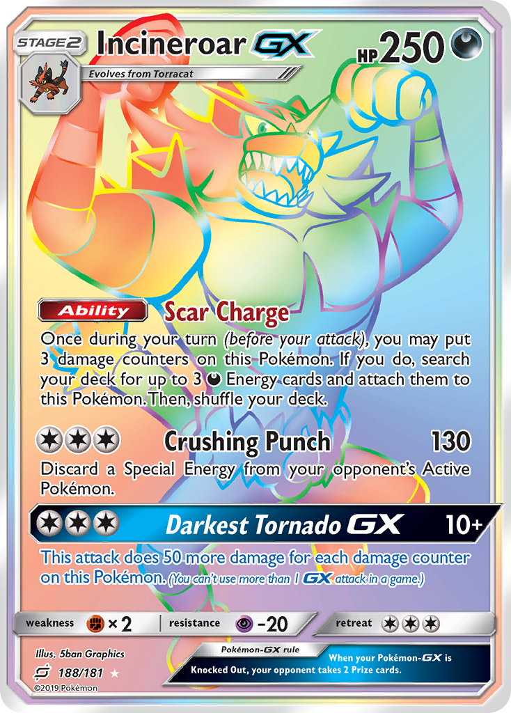 Incineroar GX (188/181) [Sun & Moon: Team Up] | Dragon's Lair Comics and Fantasy Houston TX