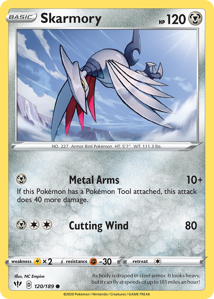 Skarmory (120/189) [Sword & Shield: Darkness Ablaze] | Dragon's Lair Comics and Fantasy Houston TX