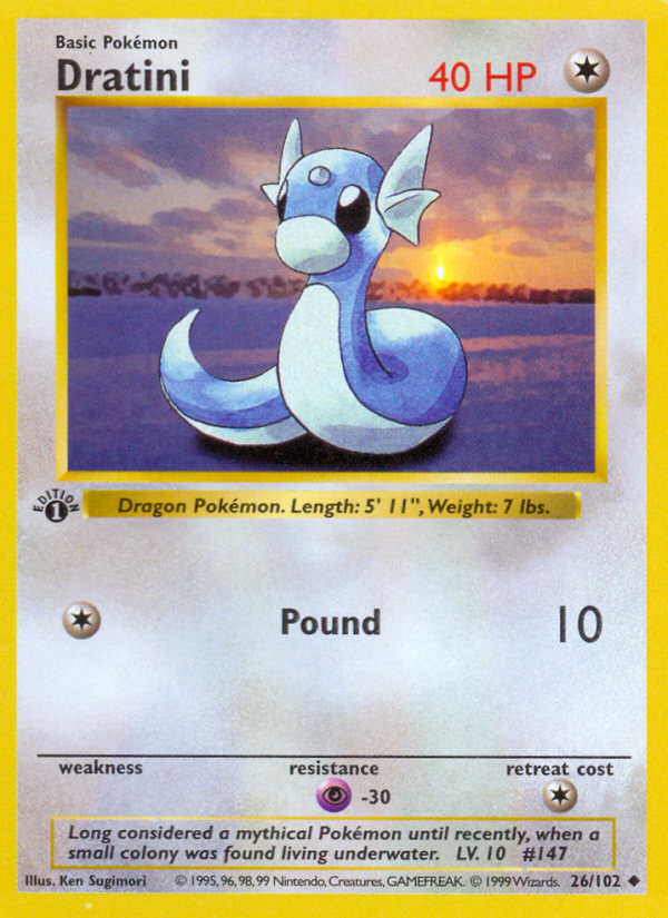 Dratini (26/102) (Shadowless) [Base Set 1st Edition] | Dragon's Lair Comics and Fantasy Houston TX