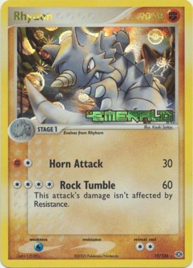 Rhydon (19/106) (Stamped) [EX: Emerald] | Dragon's Lair Comics and Fantasy Houston TX