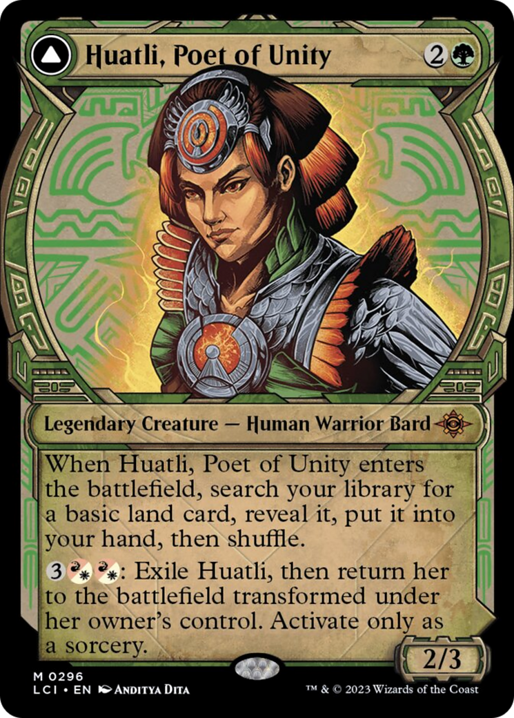 Huatli, Poet of Unity // Roar of the Fifth People (Showcase) [The Lost Caverns of Ixalan] | Dragon's Lair Comics and Fantasy Houston TX