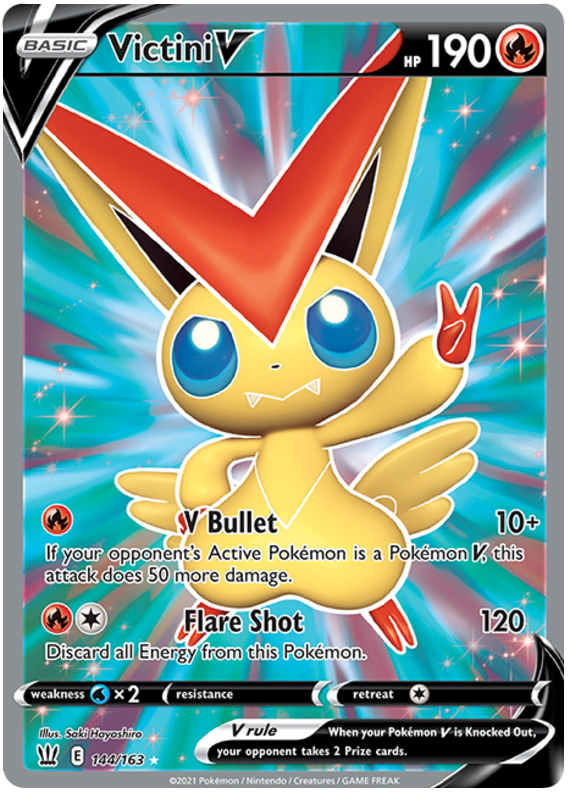 Victini V (144/163) [Sword & Shield: Battle Styles] | Dragon's Lair Comics and Fantasy Houston TX