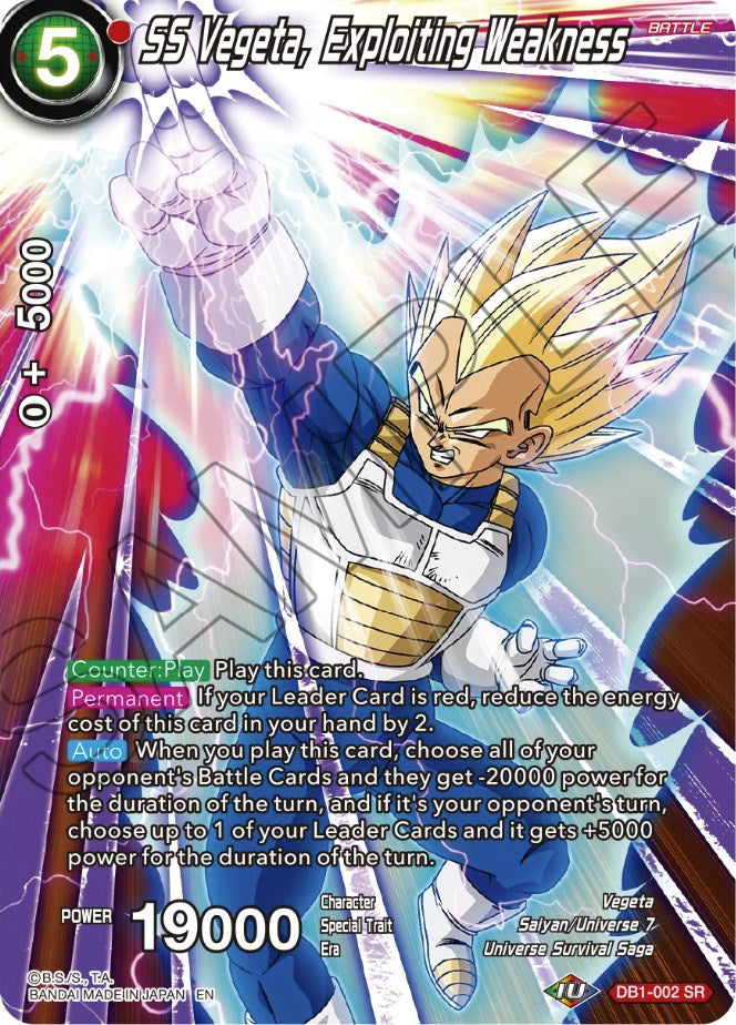 SS Vegeta, Exploiting Weakness (DB1-002) [Theme Selection: History of Vegeta] | Dragon's Lair Comics and Fantasy Houston TX