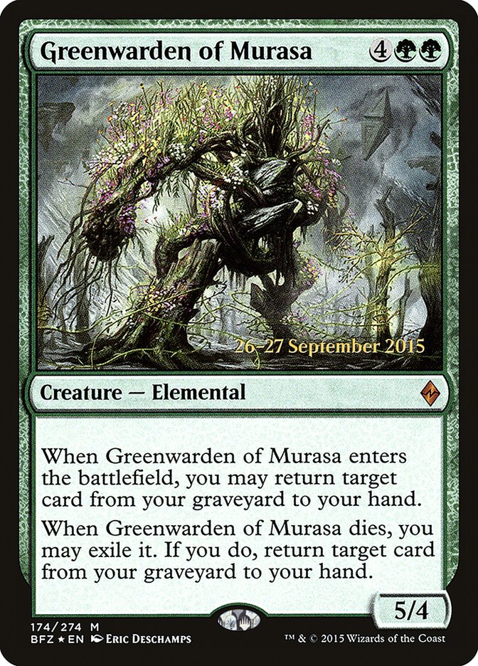 Greenwarden of Murasa [Battle for Zendikar Prerelease Promos] | Dragon's Lair Comics and Fantasy Houston TX