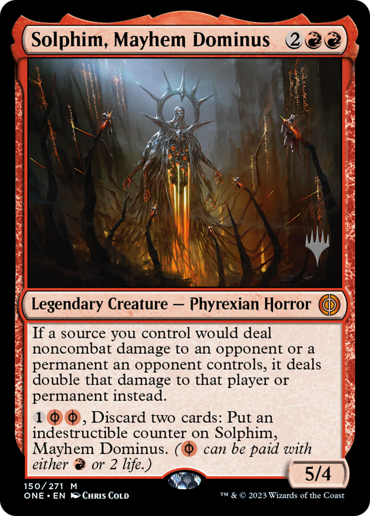 Solphim, Mayhem Dominus (Promo Pack) [Phyrexia: All Will Be One Promos] | Dragon's Lair Comics and Fantasy Houston TX