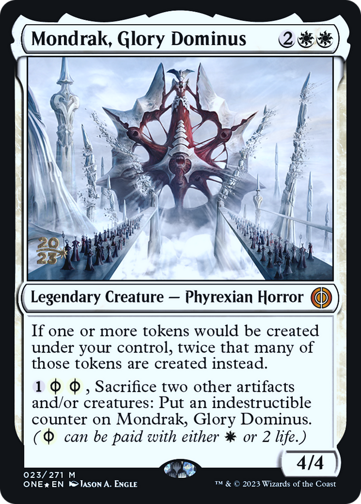 Mondrak, Glory Dominus [Phyrexia: All Will Be One Prerelease Promos] | Dragon's Lair Comics and Fantasy Houston TX