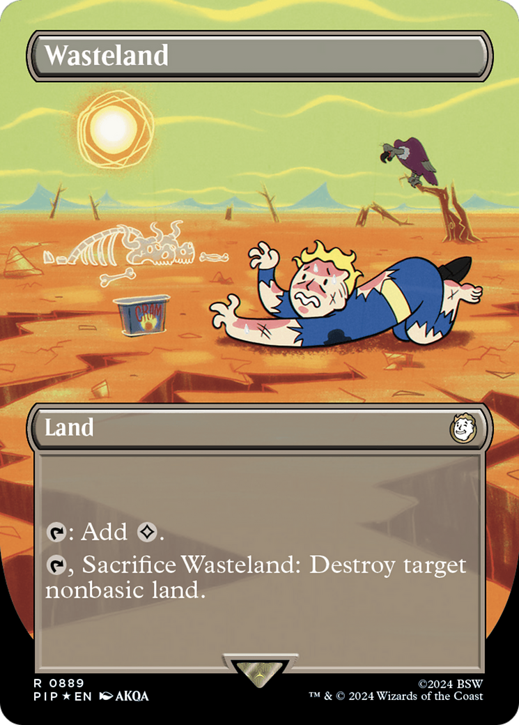 Wasteland (Borderless) (Surge Foil) [Fallout] | Dragon's Lair Comics and Fantasy Houston TX