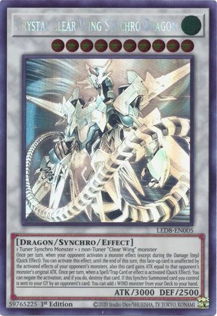 Crystal Clear Wing Synchro Dragon [LED8-EN005] Ghost Rare | Dragon's Lair Comics and Fantasy Houston TX