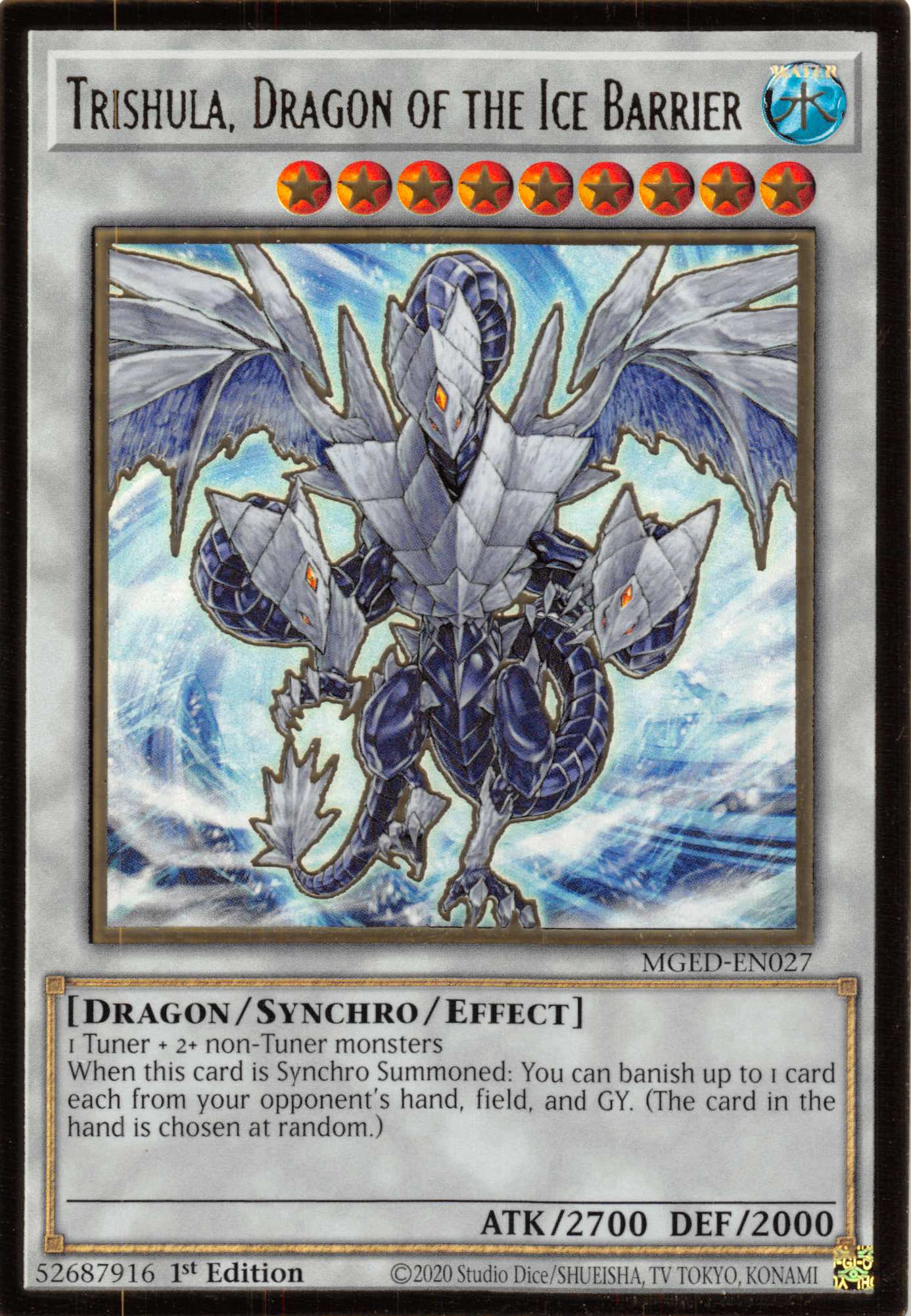 Trishula, Dragon of the Ice Barrier [MGED-EN027] Gold Rare | Dragon's Lair Comics and Fantasy Houston TX